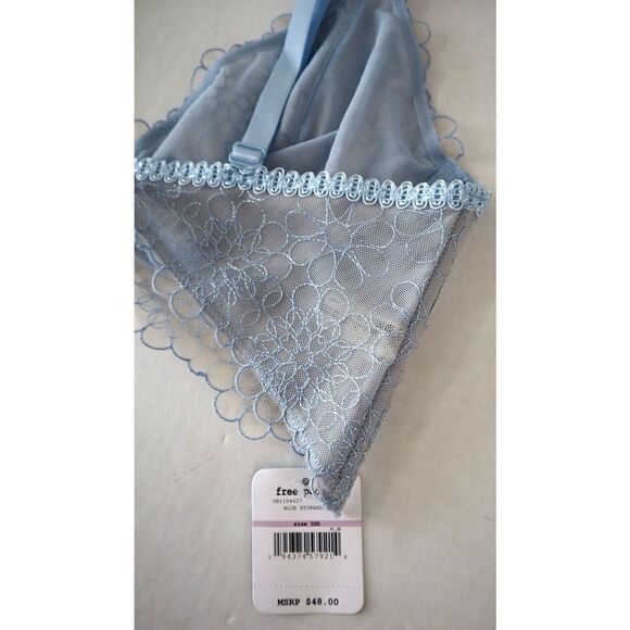 Free People OB1104627 Sz 32D Blue Hydrangea Lucia Underwire Sheer Lace Bra $48 - Picture 4 of 9
